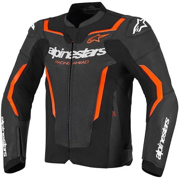 Più Venduto Giacca Moto Pelle Alpinestars GP FORCE V2 Airflow Nero Rosso Fluo