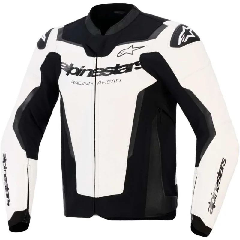 Promozione Esclusiva Giacca Moto Pelle Alpinestars GP Force V2 Bianco Nero