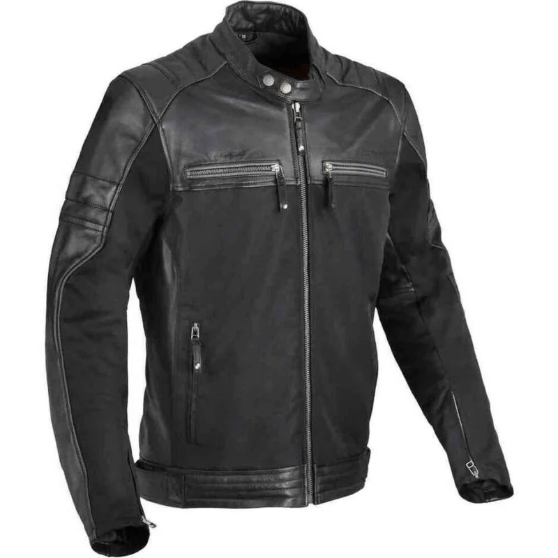 Spedizione Gratuita Giacca Moto Pelle e Tessuto DIFI Memphis Nero