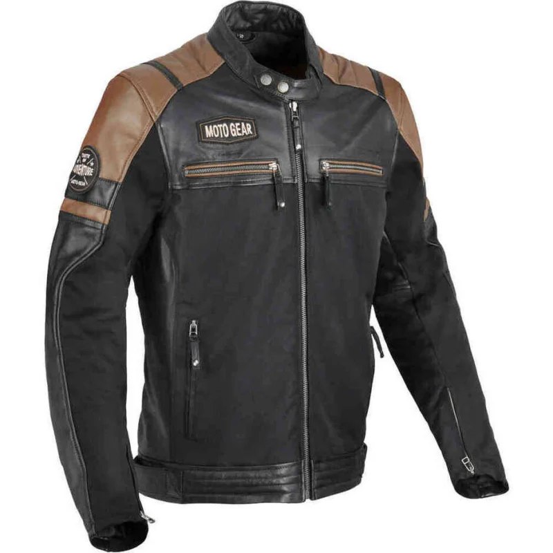 Spedizione Espresso Giacca Moto Pelle e Tessuto DIFI Memphis Nero Marrone