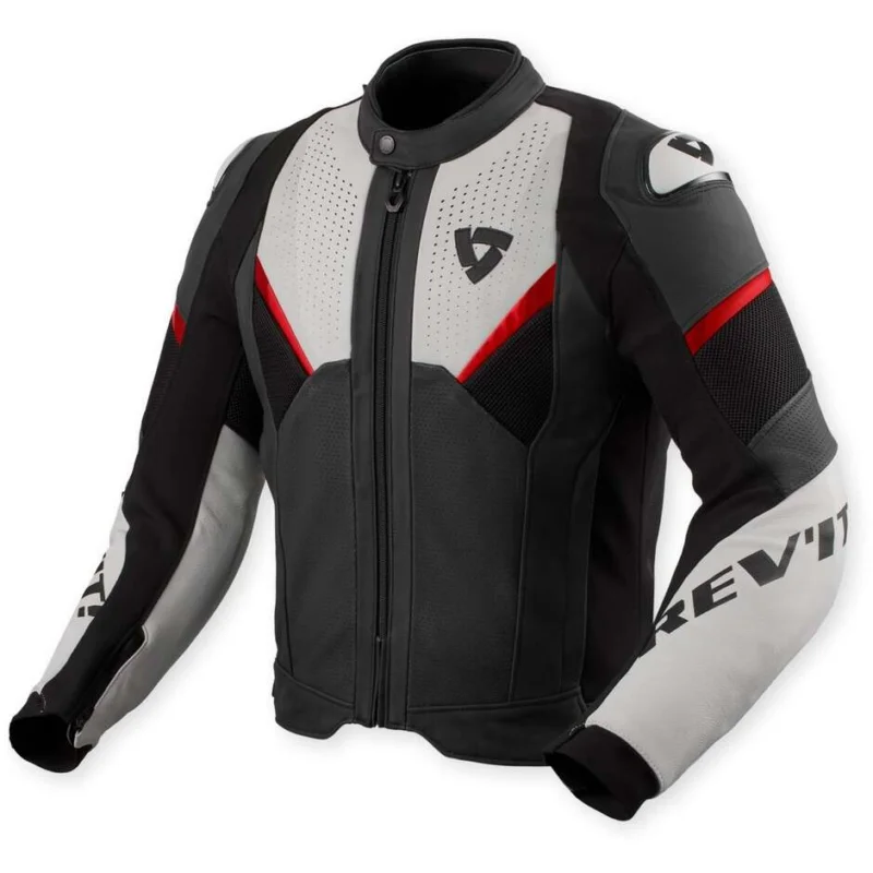 Nuova Collezione Giacca Moto Pelle Rev'it Automate Nero Grigio chiaro