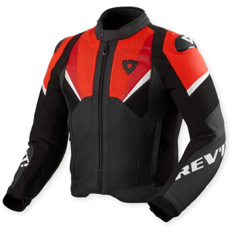 Novità Giacca Moto Pelle Rev'it Automate Nero Rosso Neon