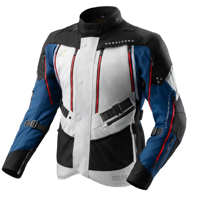 Giacca Moto Rebelhorn In Tessuto HARDY 3.0 Blu Grigio Rosso Compra Oggi Stesso
