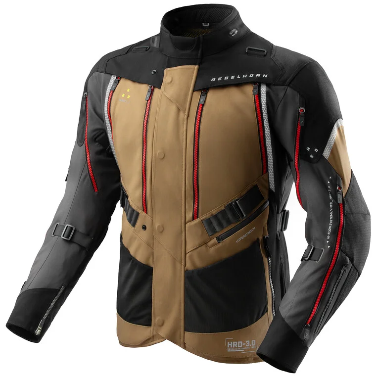 Spedizione Espresso Giacca Moto Rebelhorn In Tessuto HARDY 3.0 DESERT Grigio Rosso