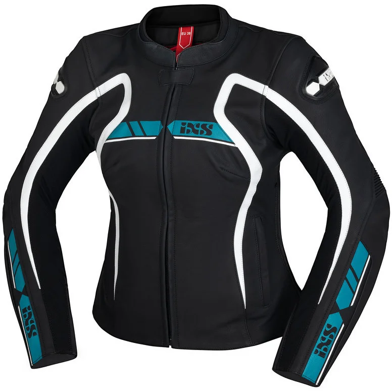 Giacca Moto Sport Donna In Pelle Ixs Rs-600 1.0 Nera Turchese Solo Oggi