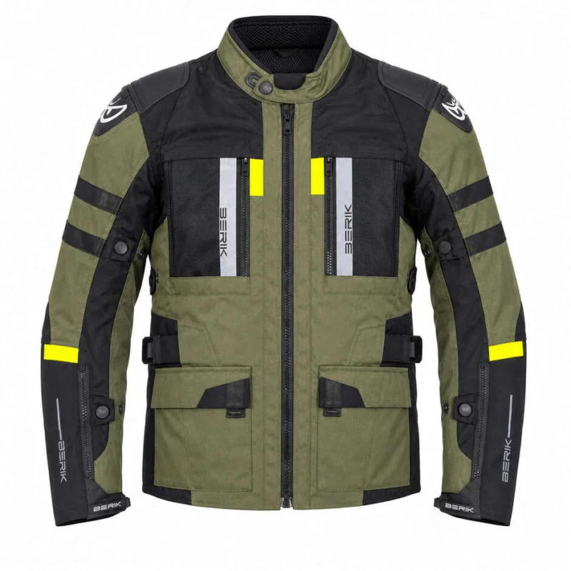 Giacca Moto Tecnica Berik 2.0 Adventure Nj-233329 Zero Rx Nero Verde Militare Prezzo Basso