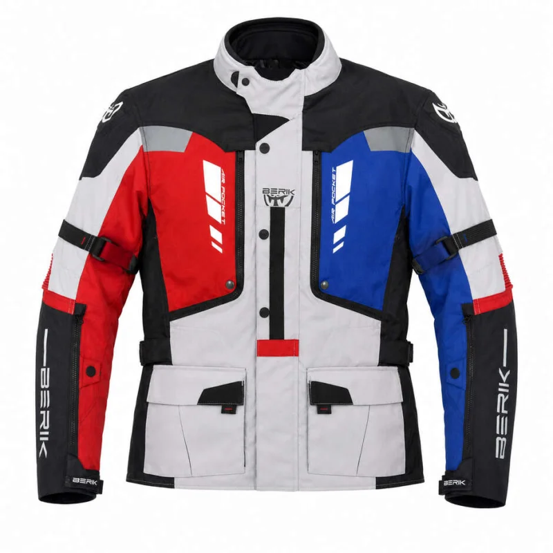 Non Perdere Giacca Moto Tecnica Berik 2.0 Adventure Nj-253328-BL Nero Bianco Rosso Fluo Blu