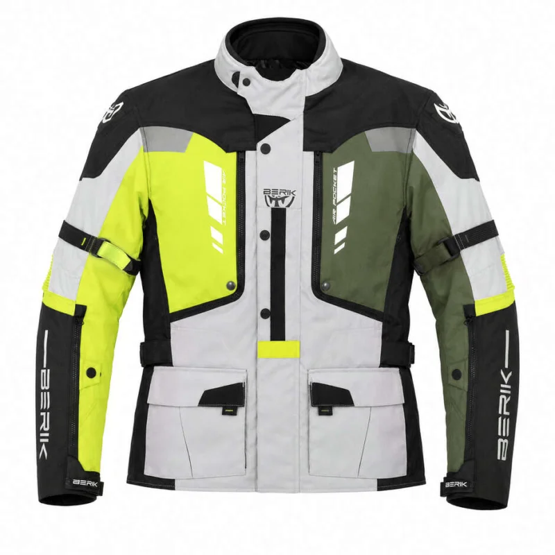 Giacca Moto Tecnica Berik 2.0 Adventure Nj-253328-BL Nero Bianco Rosso Giallo Fluo Verde Spedito Oggi
