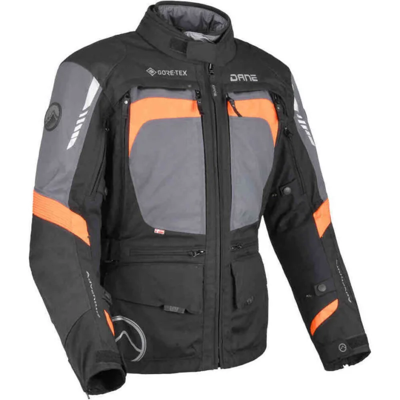 Giacca Moto Tecnica Dane Reykjavik Gore-Tex Nero Arancio Popolare