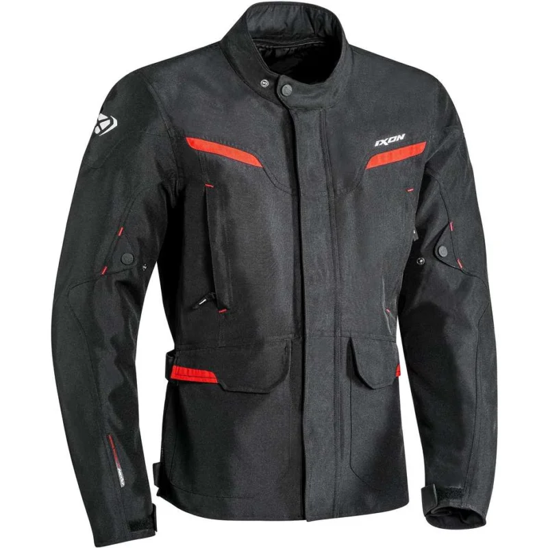 Consegna Rapida Giacca Moto Tecnica in Tessuto Ixon Summit 2 CE Nero Rosso