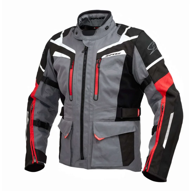 Acquista Ora Giacca moto Tecnica Spyke Compass Dry Tecno Grigio Giallo Rosso