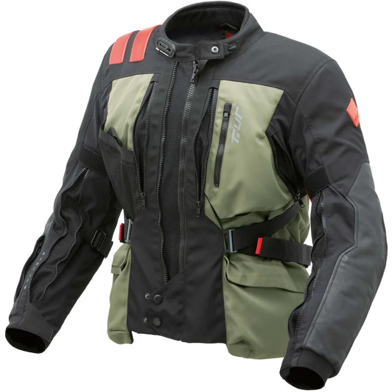 Giacca Moto Tessuto 3 Strati T-ur ROADBOOK Verde Grigio Scuro Nuovo Arrivo