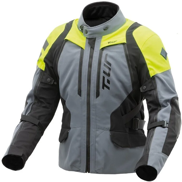 Giacca Moto Tessuto 3 Strati T-ur USHUAIA Grigio Giallo Fluo A Buon Prezzo