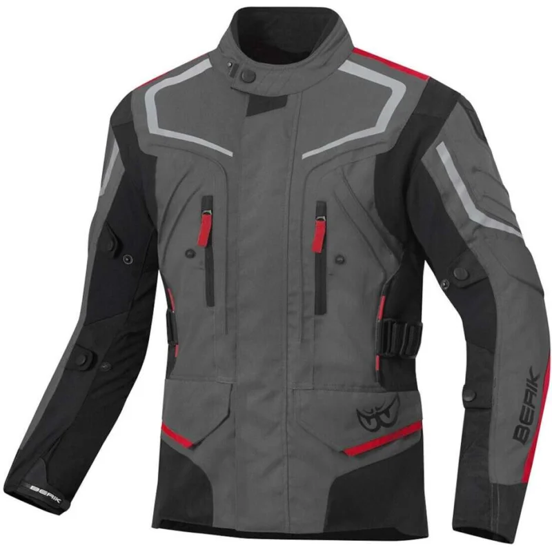Reso Gratuito Giacca Moto Tessuto Berik 2.0 Touring NJ203331 BK Dark Grey Red