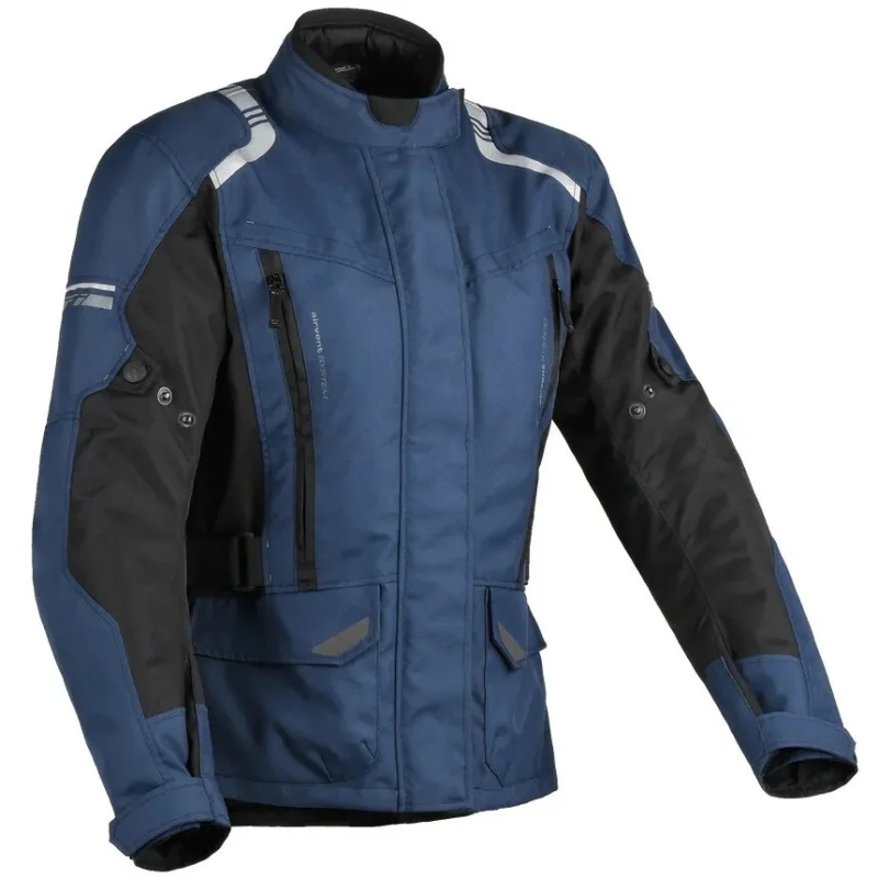 Giacca Moto Tessuto Donna DIFI Navigator Aerotex Blu Nero Sconto