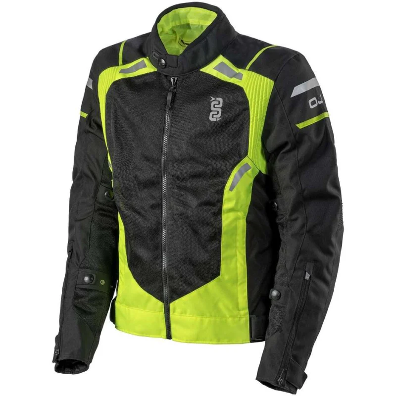 Offerta Limitata Giacca Moto Tessuto Estiva OJ TROPICAL MAN Nero Giallo Fluo
