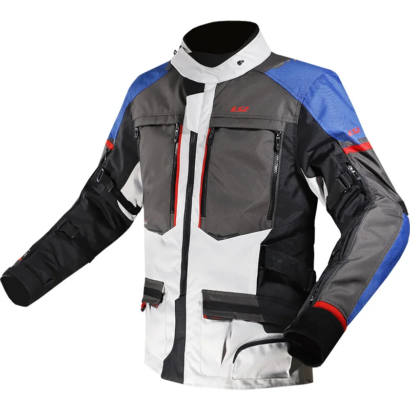Promozione Esclusiva Giacca Moto Tessuto Ls2 NORWAY triplo Strato Nero Grigio Rosso