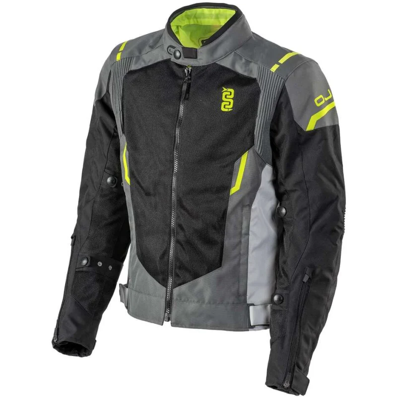 Ultima Occasione Giacca Moto Tessuto Traforata OJ STREAM MAN Nero Grigio Scuro Grigio Chiaro