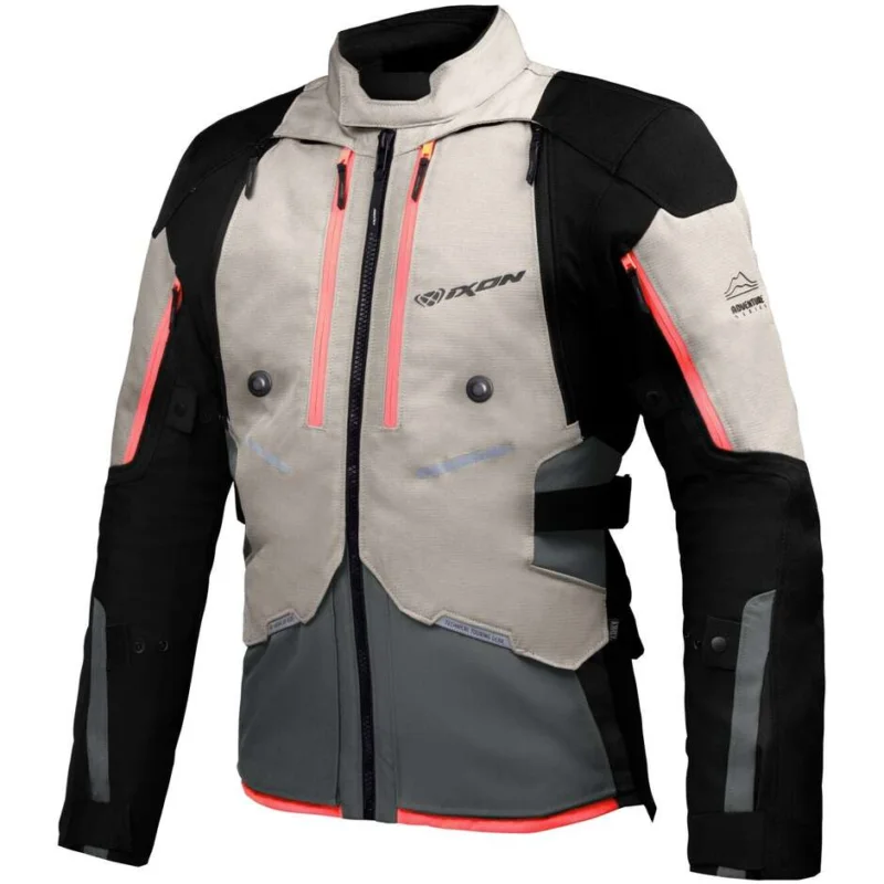 Giacca Moto Touring Ixon VIDAR Grigio Verde Tattico Rosso Consegna Rapida