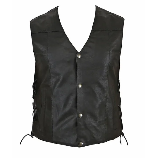 Gilet Moto Custom in Pelle PXT BOB Lacci Nero Prezzo Ridotto