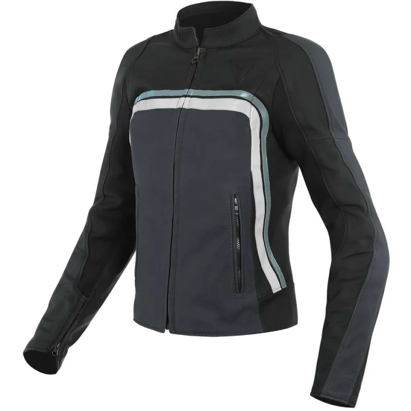 Economico Giubbotto da Donna Moto Custom In Pelle Dainese LOLA 3 LADY Nero Grigio