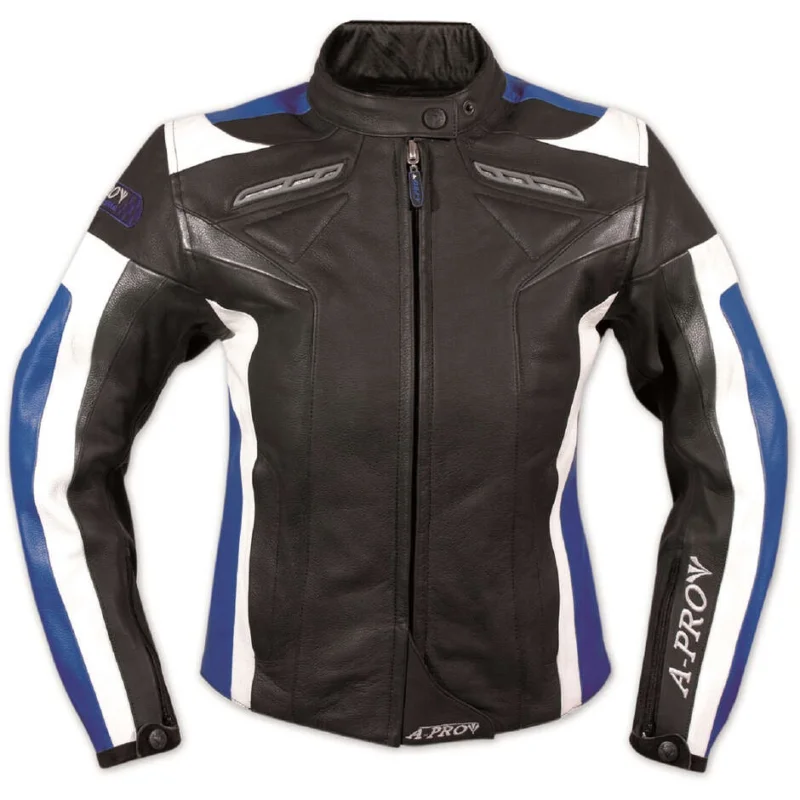 Promozione Giubbotto da Donna Moto in Pelle CE Racing American-Pro BRILLANT LADY Nero Blu