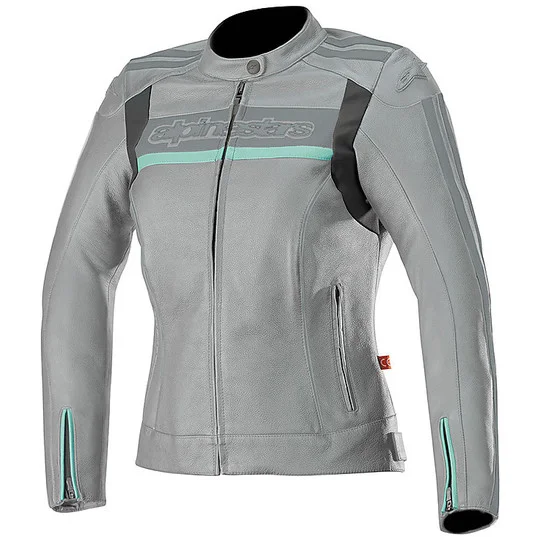 Prezzo Ridotto Giubbotto Donna MotoIn Pelle Custom Alpinestars DYNI v2 Cool Grazy Aqua