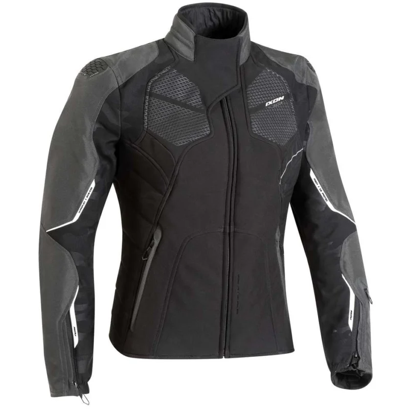 Economico Giubbotto Donna Moto In Tessuto Ixon CELL LADY Nero Antracite Bianco