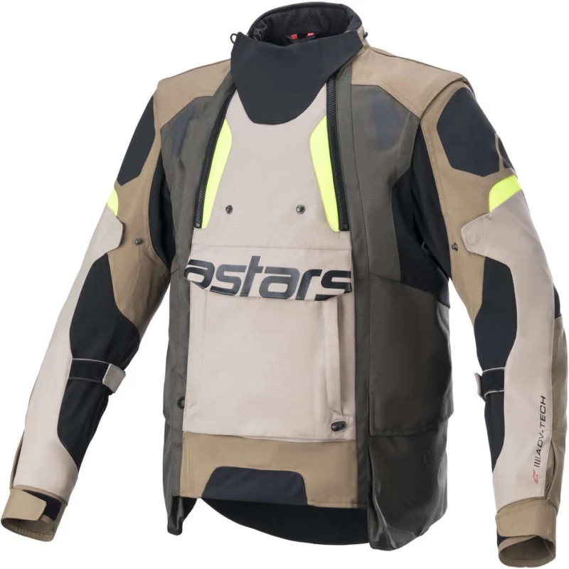 Quantità Limitata Giubbotto Moto Adventure Alpinestars HALO DRYSTAR Dark Khaki Sand Giallo Fluo