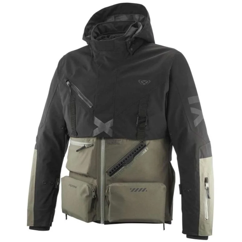 Consegna Rapida Giubbotto Moto Adventure Ixon ETNA Kaki Nero