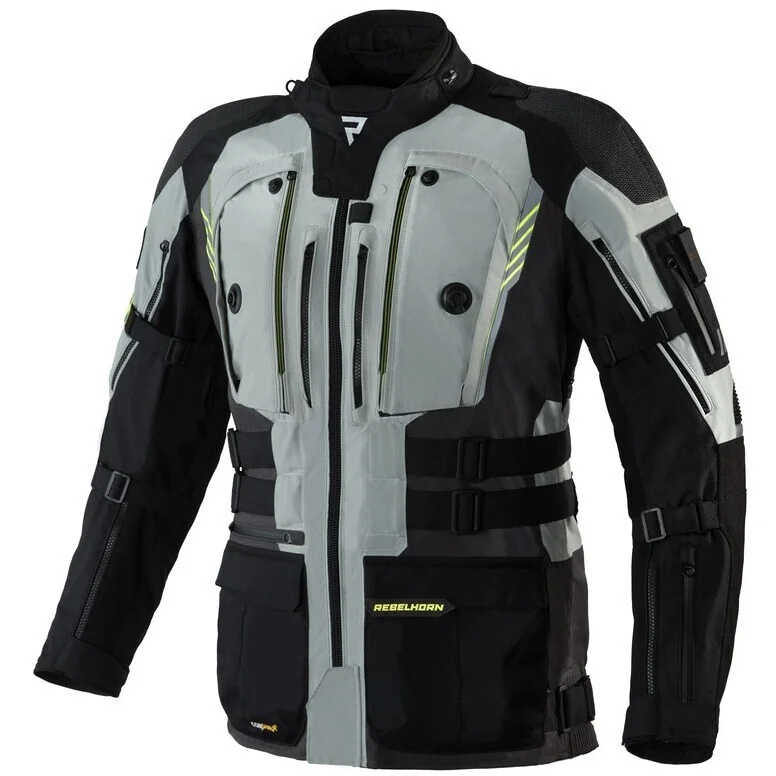 Giubbotto Moto Adventure Rebelhorn PATROL Grigio Nero Giallo Fluo Economico