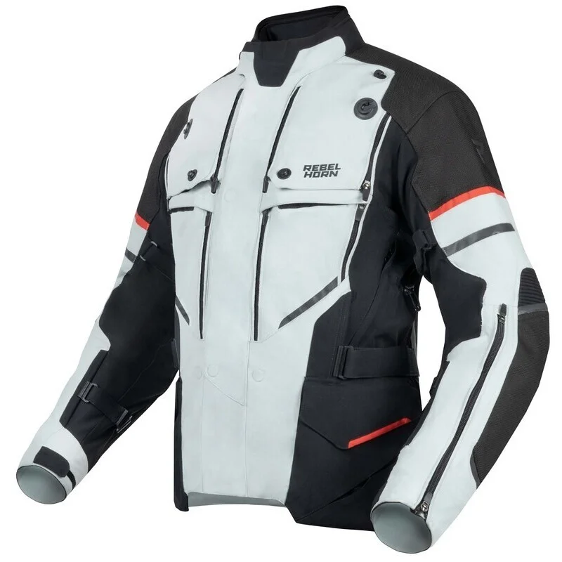 Giubbotto Moto Adventure Rebelhorn RANGE Grigio Nero Rosso Di Tendenza
