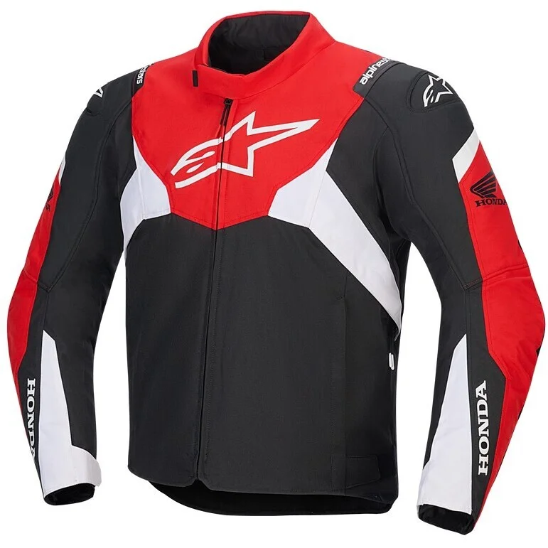 Giubbotto Moto Alpinestars HONDA T-JAWS V4 WP Nero Rosso Brillante Bianco Spedizione Gratuita