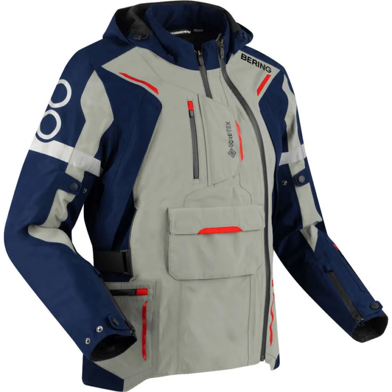 Pagamento Sicuro Giubbotto Moto Bering AUSTRAL GTX Navy Grigio Rosso Blu
