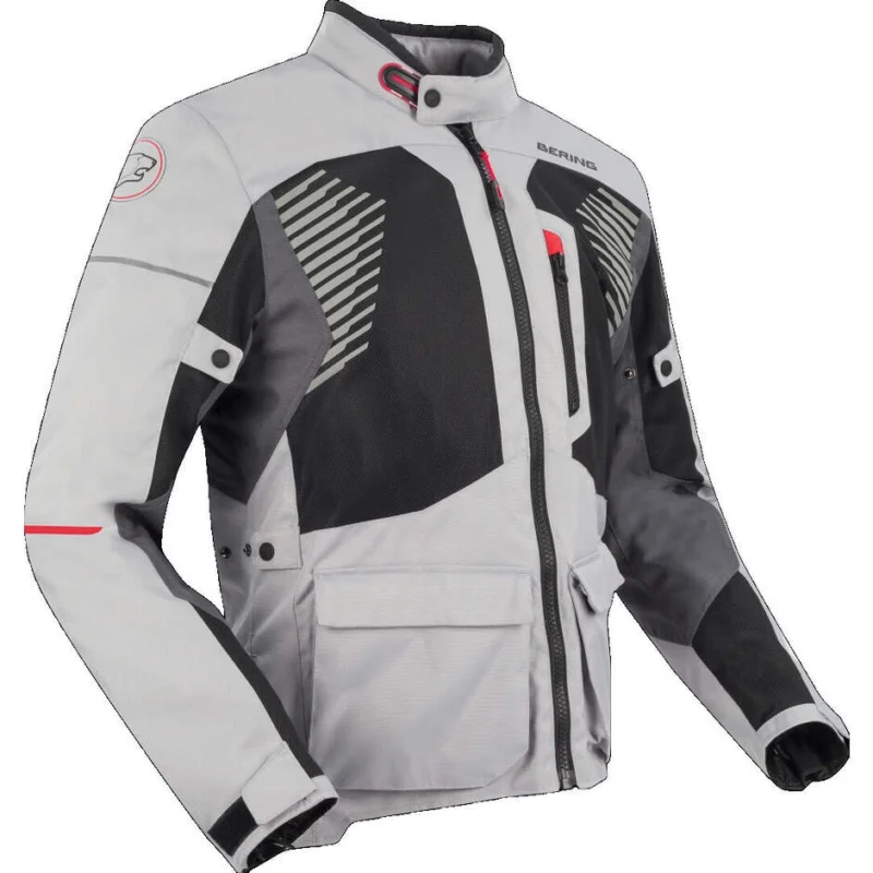 Giubbotto Moto Bering BAKUNDU Grigio Nero Rosso Professionale