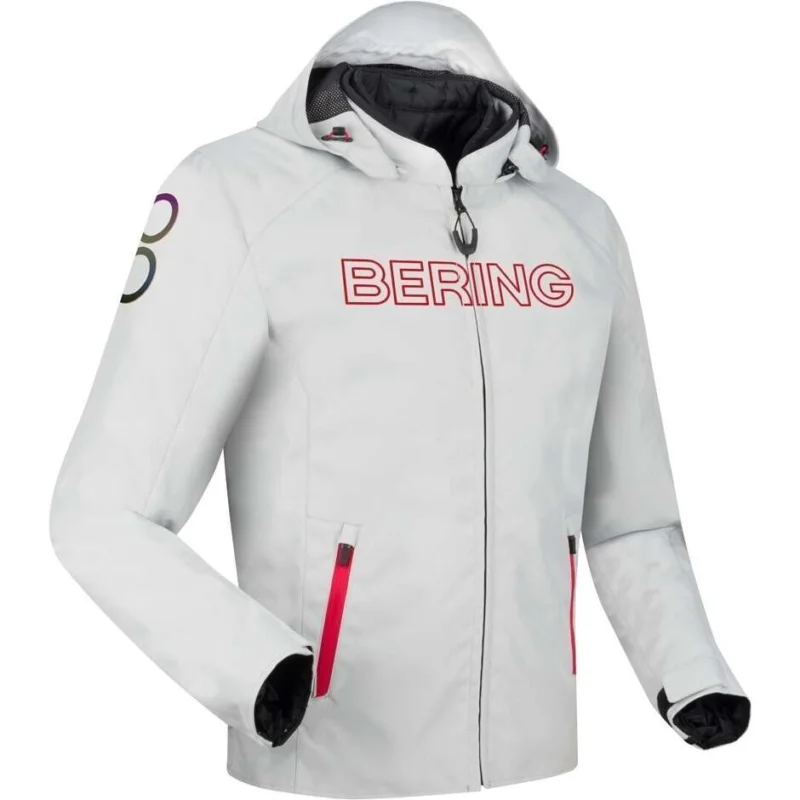Giubbotto Moto Bering WARWICK Chiaro Grigio Rosso Bestseller