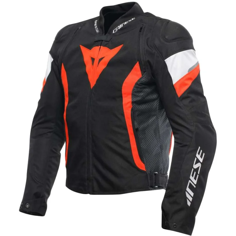 Sconto Giubbotto Moto Dainese AVRO 5 TEX Nero Rosso Fluo Bianco