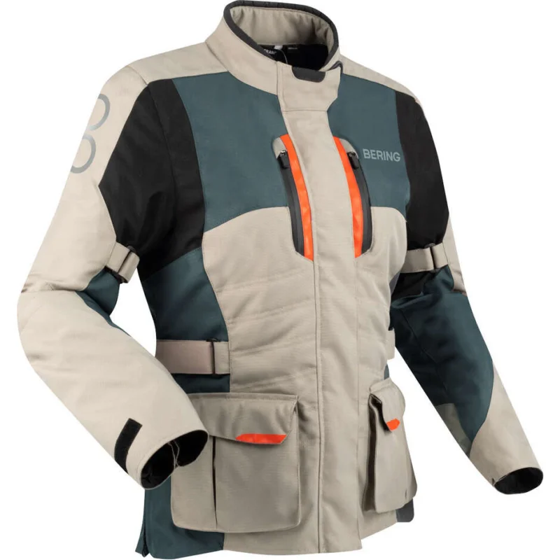 Giubbotto Moto Donna Bering LADY SIBERIA Beige Grigio Arancio Di Tendenza