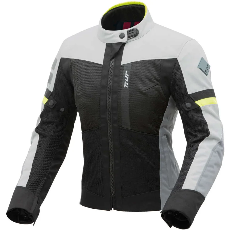 Giubbotto Moto Donna Estivo Traforato T-ur ETNA LADY Nero Grigio Chiaro Sconto