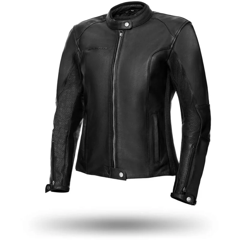 Giubbotto Moto Donna In Pelle Custom Spyke RIDE LADY Nero Sconto