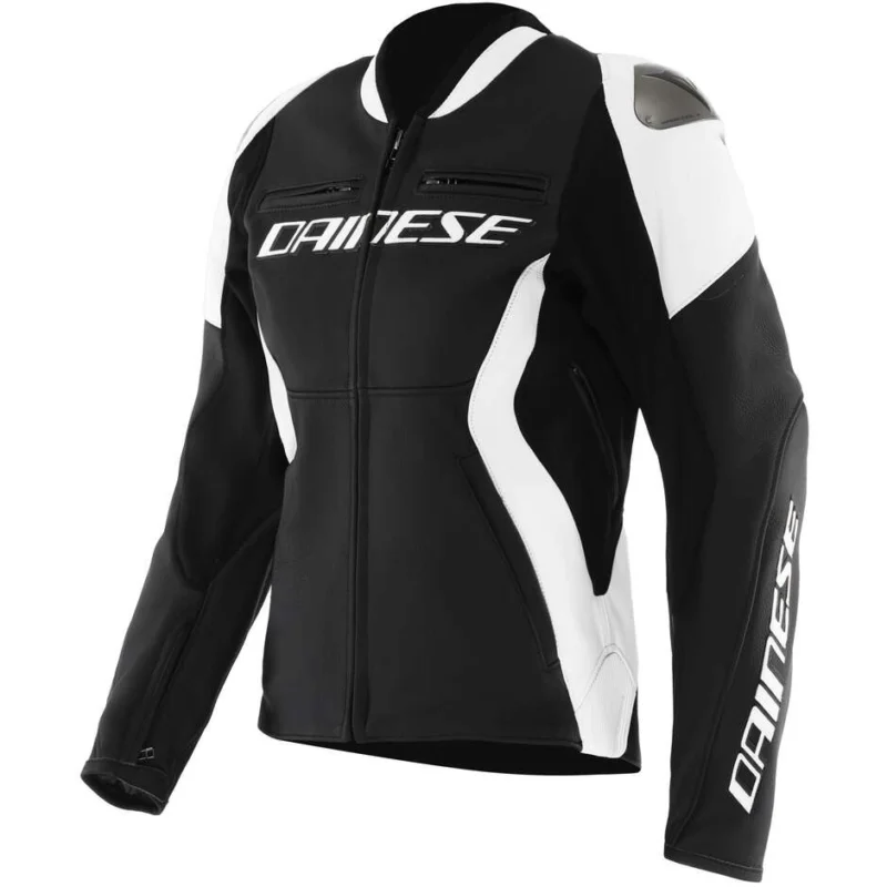 Giubbotto Moto Donna in Pelle Dainese RACING 5 WMN Nero Bianco Ultima Occasione