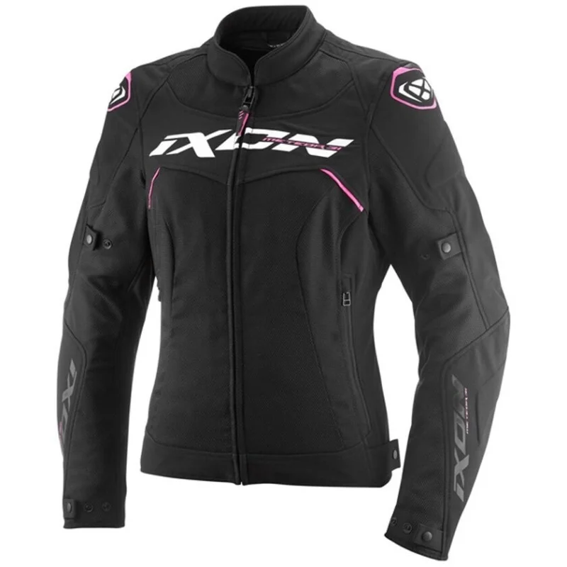 Giubbotto Moto Donna Ixon METEOR 31 LADY Nero Bianco Rosa Consegna Rapida