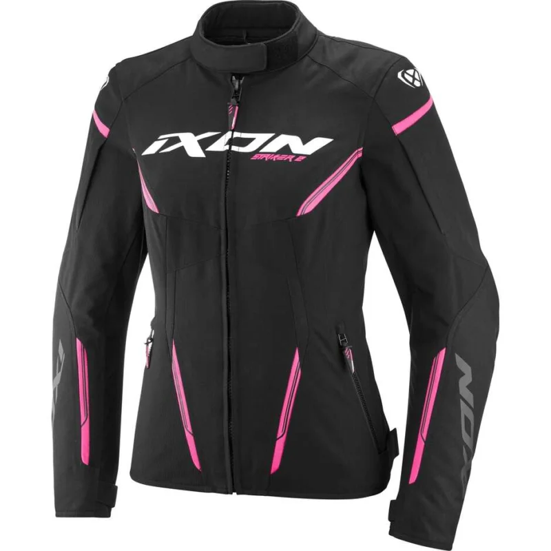 Economico Giubbotto Moto Donna Ixon STRIKER 2 LADY Nero Rosa Vivo