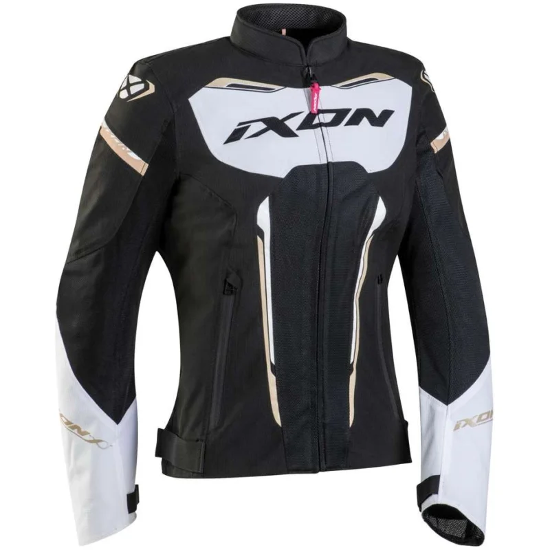 Giubbotto Moto Donna Ixon STRIKER AIR LADY Nero Bianco Arancio Ultima Occasione
