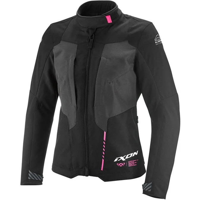 Giubbotto Moto Donna Ixon TYR LADY Nero Antracite Rosa Brillante Prezzo Di Fabbrica