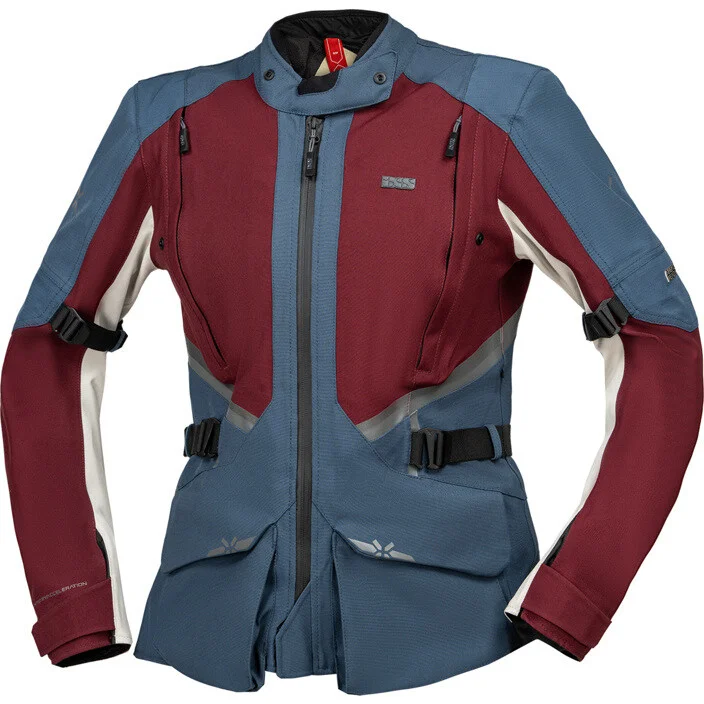 Giubbotto Moto Donna iXS Tourster-STX 1.0 Laminato Bordeaux-Blu - Grigio Freddo - Accorciato Offerta Speciale