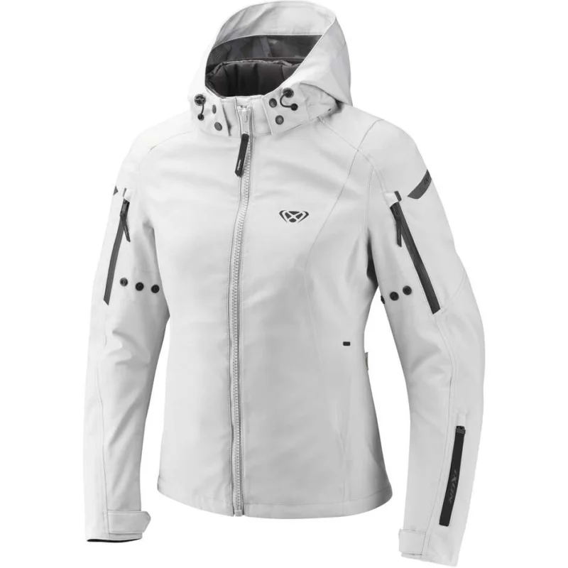 Solo Oggi Giubbotto Moto DonnaLaminato Ixon BURNING LADY Grigio Chiaro