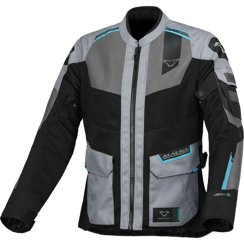 Nuova Collezione Giubbotto Moto Donna Macna Travelair Grigio / Blu