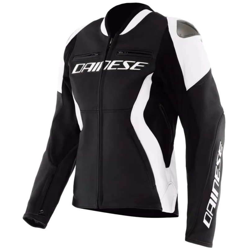 Giubbotto Moto Donna Pelle Dainese RACING 5 WMN # Nero Bianco Super Prezzo