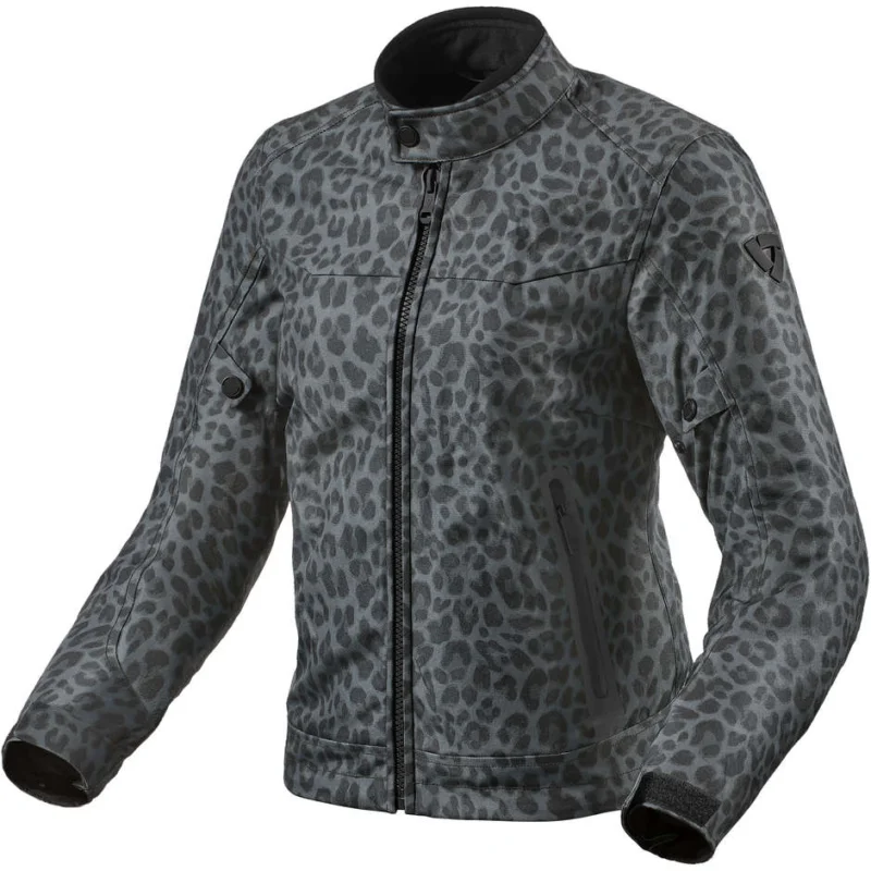 Giubbotto Moto Donna Rev'it SHADE H2O Lady Leopardo Grigio Scuro Miglior Prezzo